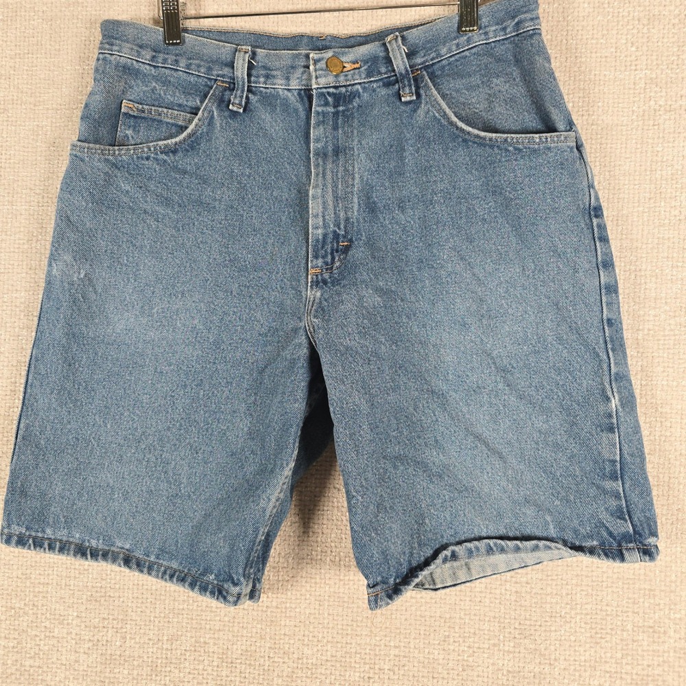 Wrangler Mens Blue Denim‎ Shorts 6CF8WID Medium Wash Cotton Size 33